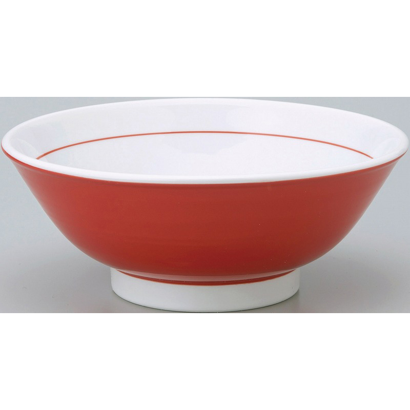 紅中華 反高台22cm丼 下絵赤巻 （名入れ対応・オリジナルどんぶり作成）【10-237-18】