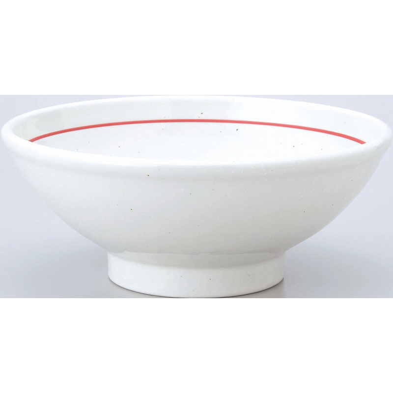 白鳳 粉引 下絵赤ライン 新玉渕22cm丼 （名入れ対応・オリジナル丼制作）【10-242-8】