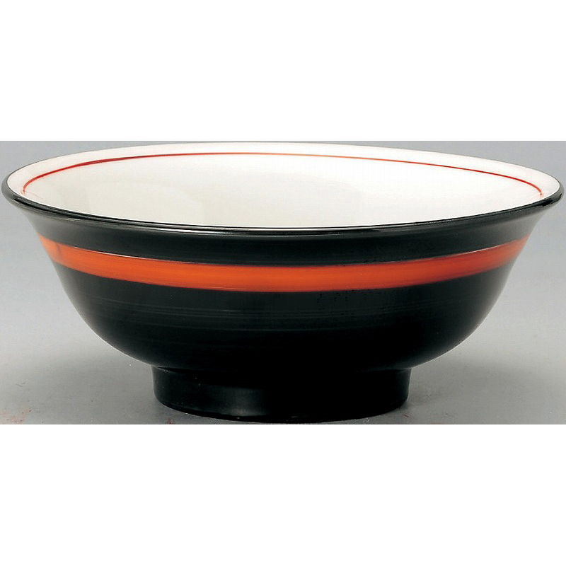 手巻丼 上絵付 反高台22cm丼 黒巻赤帯 （名入れ対応・オリジナル丼製作）【10-244-9】
