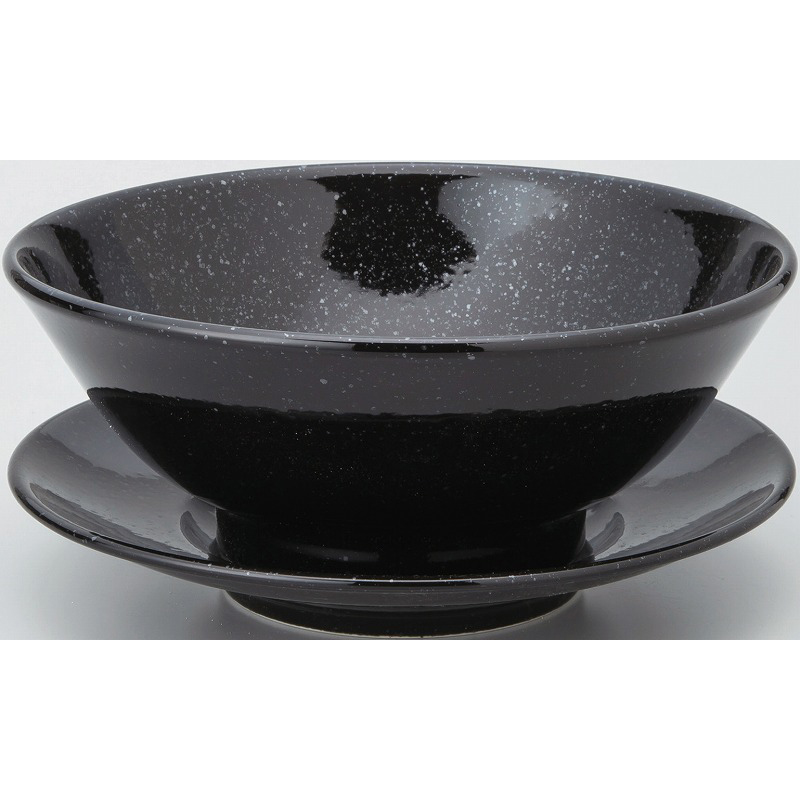 黒中華 反高台22cm丼 黒御影 （名入れ対応・オリジナルどんぶり製作）【10-226-14】