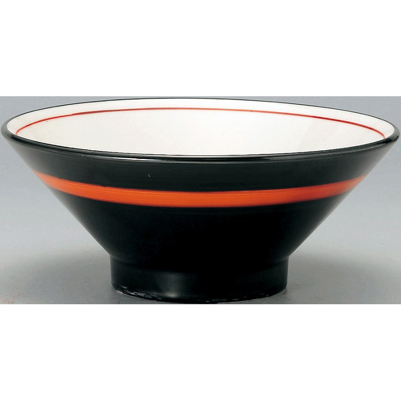 手巻丼 上絵付 切立高台21cm丼 黒巻赤帯 （名入れ対応・オリジナル丼製作）【10-244-11】