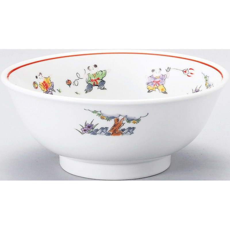 色絵唐子 反高台21cm丼 （名入れ対応・オリジナルどんぶり制作）【10-250-9】