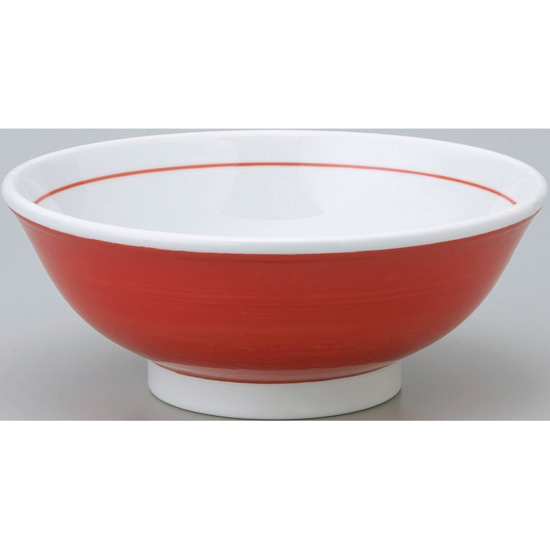 紅中華 反高台21cm丼 下絵赤巻 （名入れ対応・オリジナル丼製作）【10-237-19】