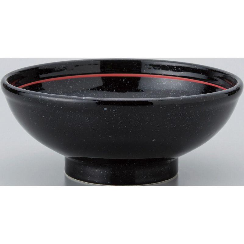 玄燁 黒御影 下絵赤ライン 玉渕21cm丼 （名入れ対応・オリジナル丼制作）【10-240-9】
