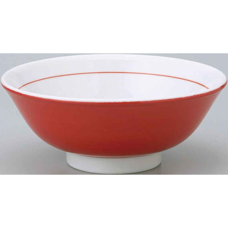 紅中華 反高台20cm丼 下絵赤巻 （名入れ対応・オリジナルどんぶり製作）【10-237-20】
