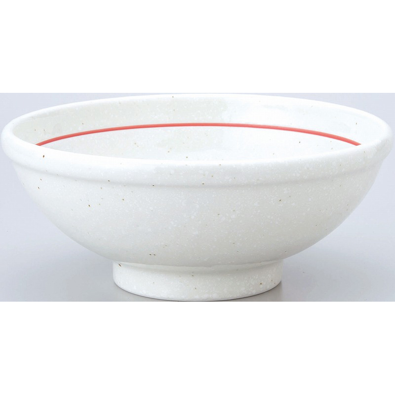 白鳳 粉引 下絵赤ライン 玉渕20cm丼 （名入れ対応・オリジナル丼作成）【10-242-10】