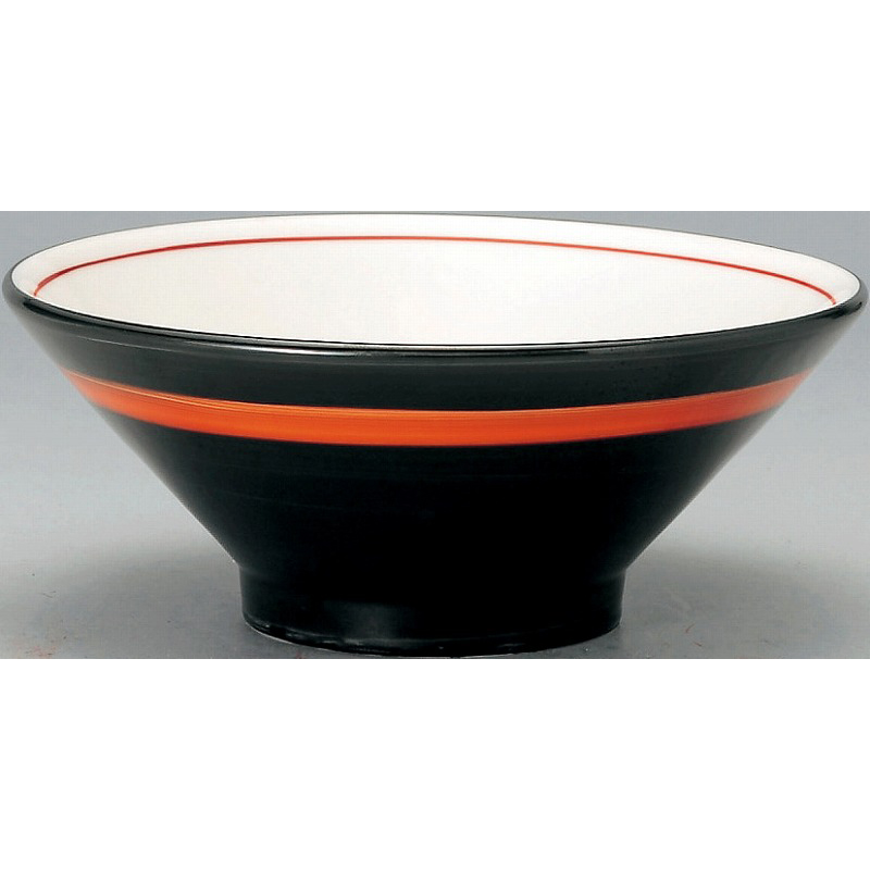 手巻丼 上絵付 切立高台20cm丼 黒巻赤帯 （名入れ対応・オリジナルどんぶり制作）【10-244-12】