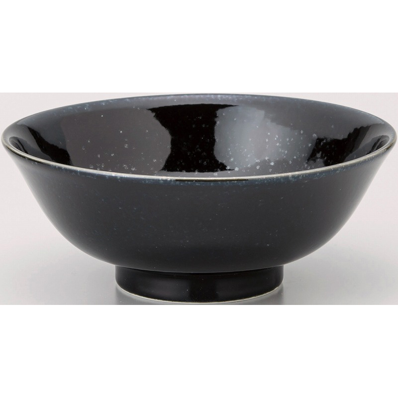 黒中華 反高台20cm丼 黒御影 （名入れ対応・オリジナルどんぶり製作）【10-226-17】