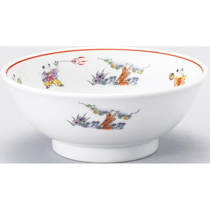 色絵唐子 反高台20cm丼 （名入れ対応・オリジナル丼制作）【10-250-10】