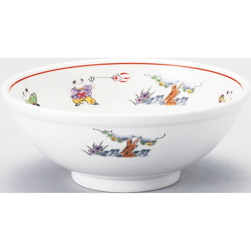 色絵唐子 玉渕20cm丼 （名入れ対応・オリジナルどんぶり製作）【10-250-13】