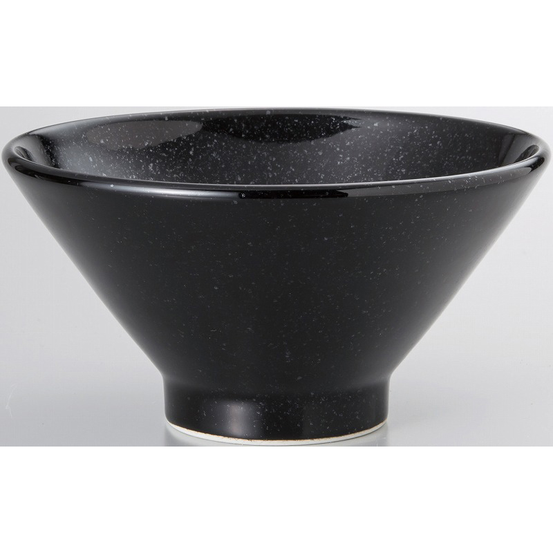 黒中華 高台19cm深丼 黒御影 （名入れ対応・オリジナル丼作成）【10-227-12】