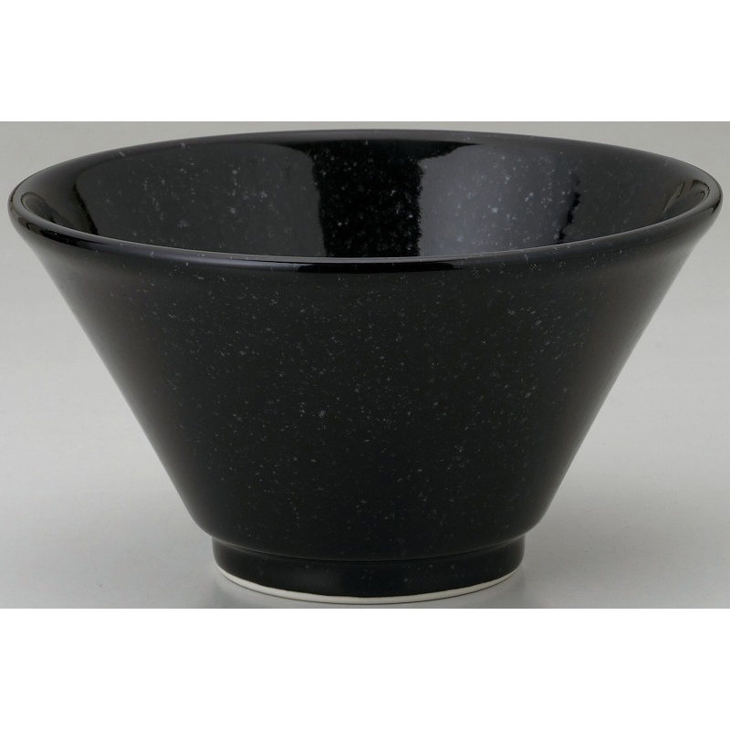 黒中華 切立19cm深丼 黒御影 （名入れ対応・オリジナルどんぶり製作）【10-164-3】