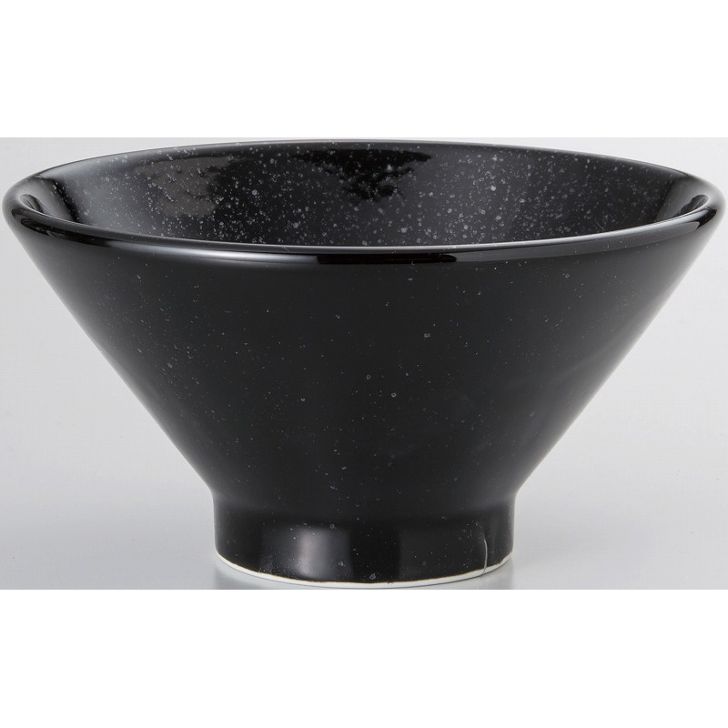 黒中華 高台18cm深丼 黒御影 （名入れ対応・オリジナルどんぶり作成）【10-227-13】