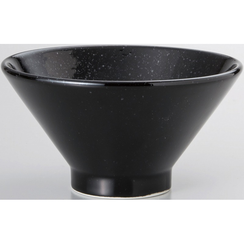 黒中華 高台16cm深丼 黒御影 （名入れ対応・オリジナルどんぶり製作）【10-227-14】